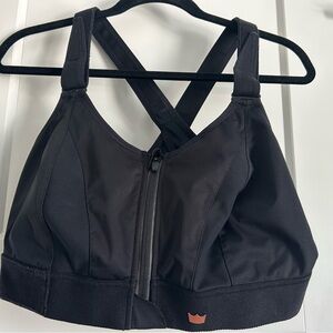 SHEFIT Black High-Impact Sports Bra with Front Zipper